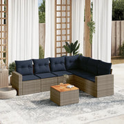 Set Divani da Giardino 7 pz con Cuscini Grigio in Polyrattan 3256474