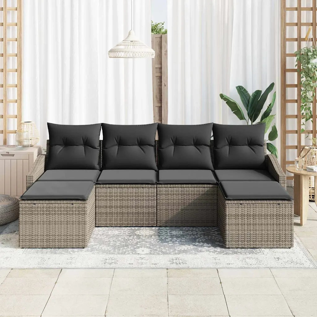 Set di divani con cuscino 6 pcs Grigio polyrattan