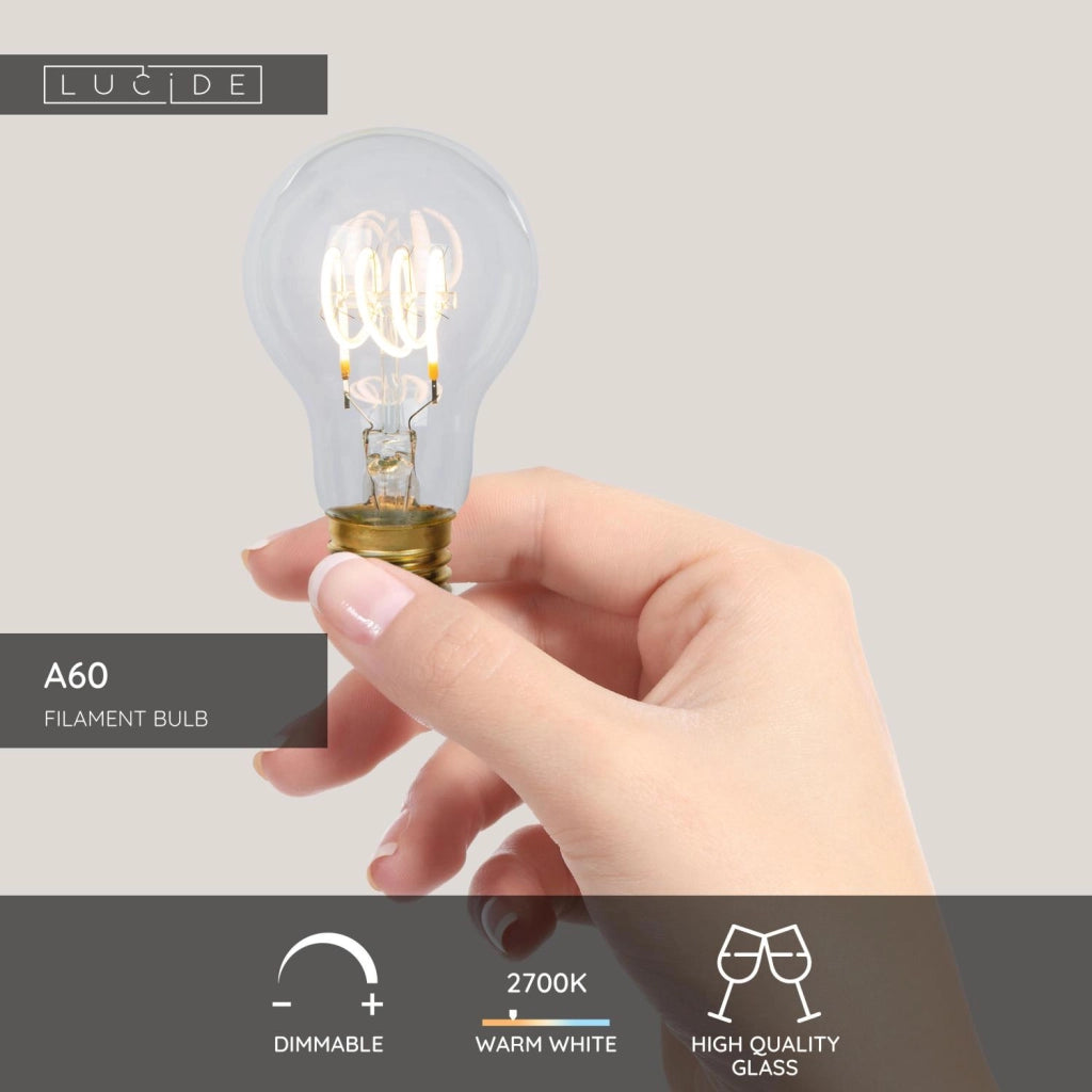 Lampadina LED filamento E27 5W vetro trasparente Lucide