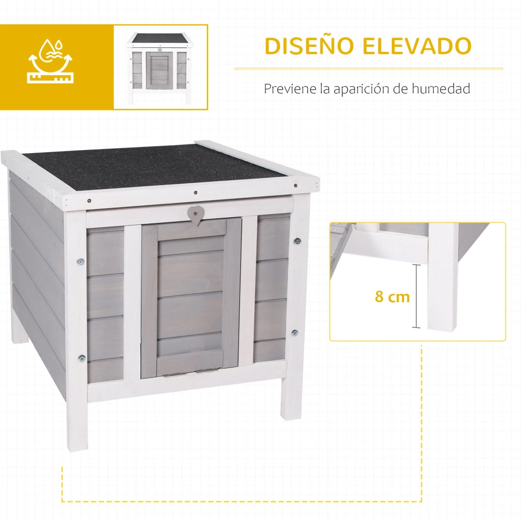 Casetta per conigli da esterno ¨C Xylo ¨C legno grigio con tetto e rampa 42x51x43 cm