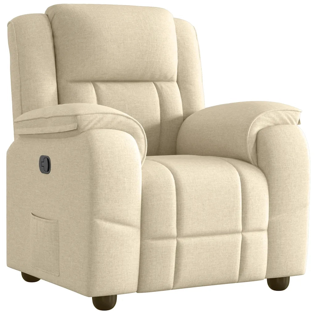 Poltrona | Sedia Relax Reclinabile in Tessuto Crema