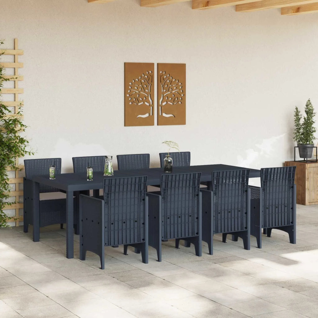 Set da Pranzo per Giardino 9 pcs Antracite Polipropilene