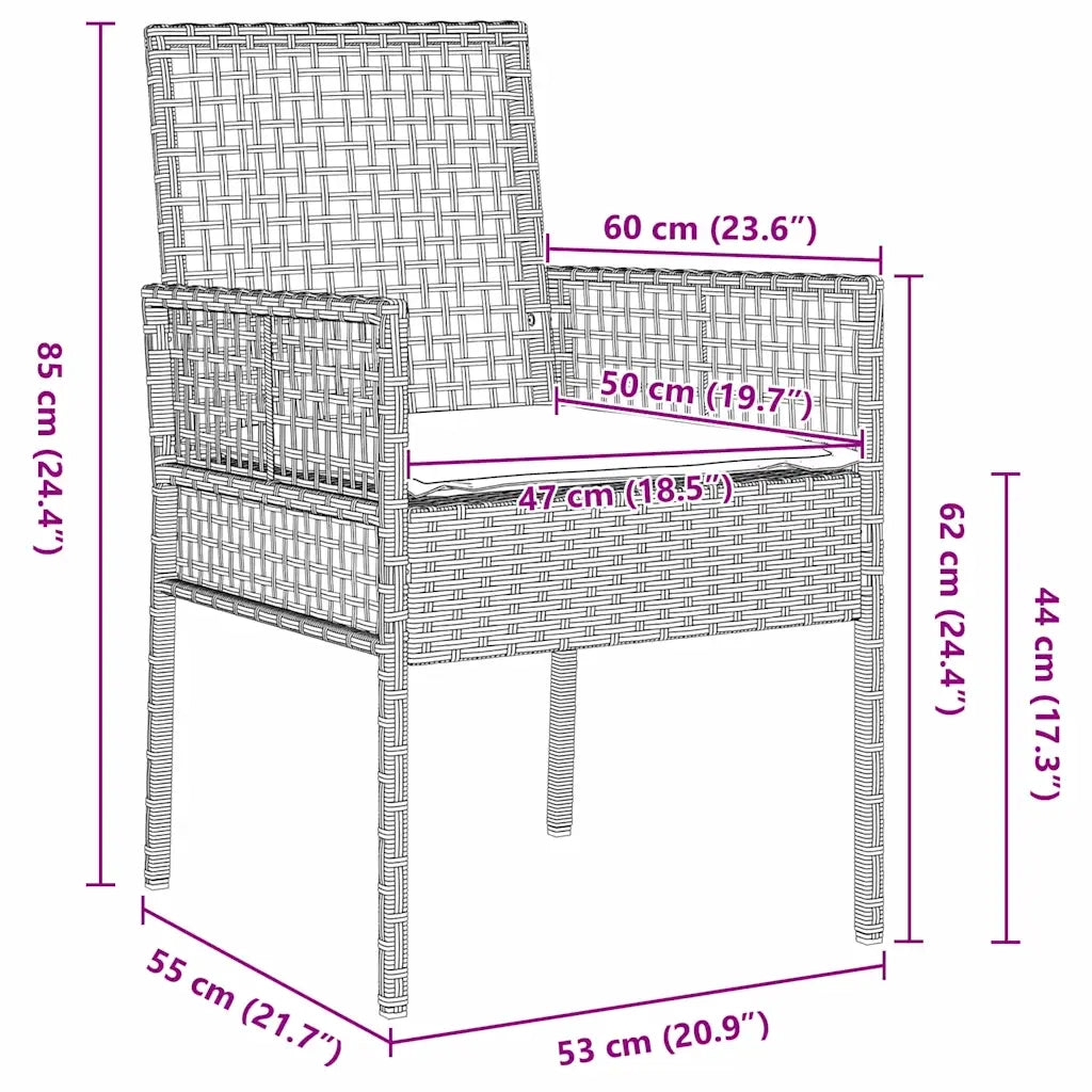 Set da Pranzo per Giardino 5 pcs Grigio chiaro polyrattan 3334897