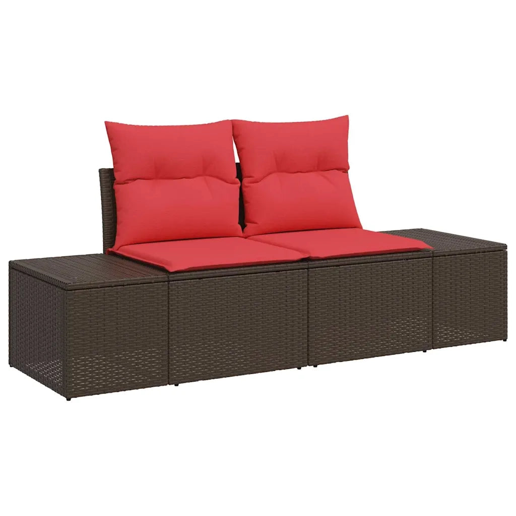 Set Divano da Giardino 5 pz Marrone e Rosso polyrattan 3355693