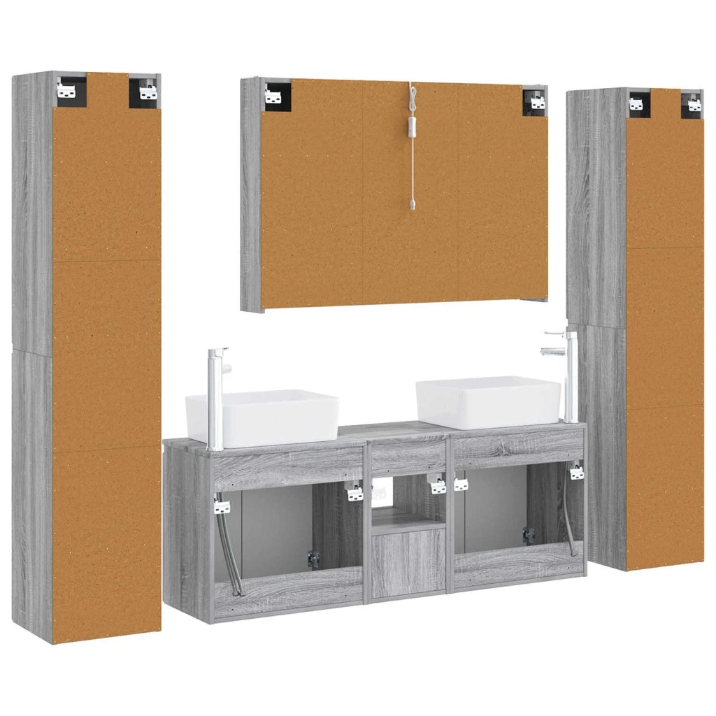 Set di mobili per il bagno 6 pz Sonoma grigio 3407236