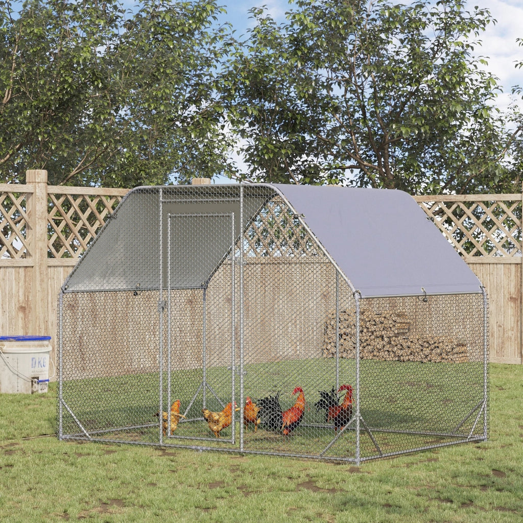 Recinto per Galline 280x190x195 cm con Copertura in Acciaio