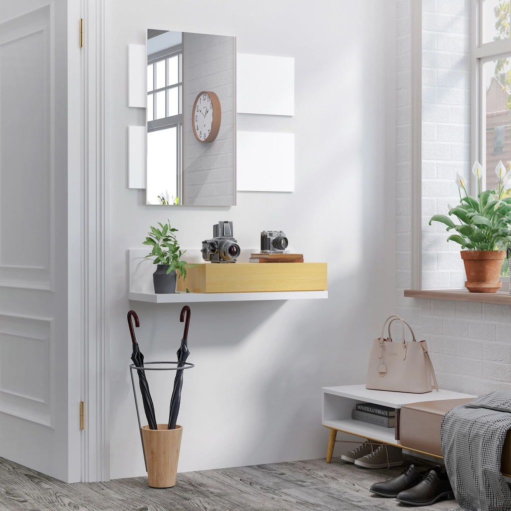 Mobile da Ingresso con Specchio e Cassetto ¨C Xylo ¨C Legno Bianco 40x70cm