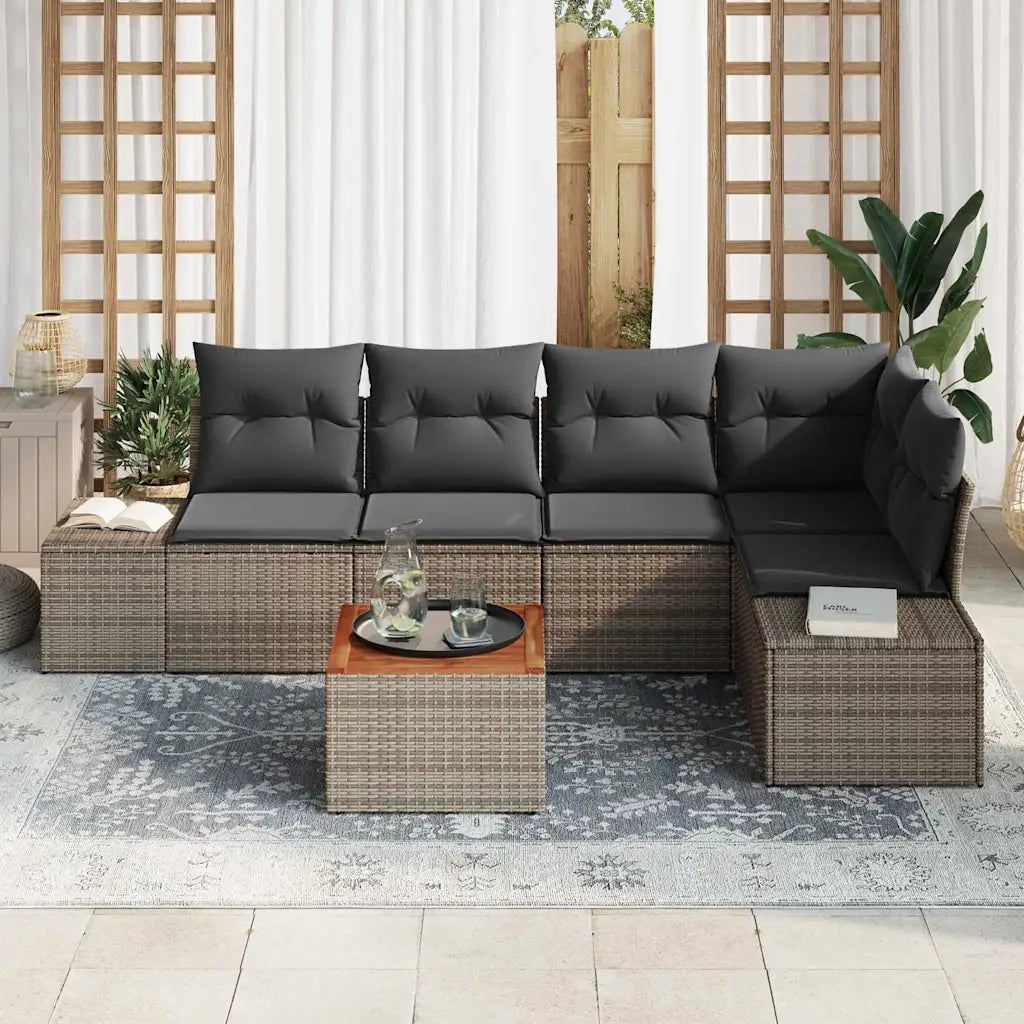 Set Divano da Giardino 6 pcs Grigio polyrattan