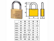 LUCCHETTO OTTONE ARCO NORMALE 2700- - mm.60 KA (2760KA) - 6 pezzi POTENT