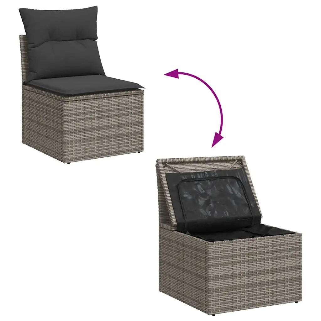 Set Divano da Giardino 9 pz con Cuscini Grigio in Polyrattan 3326691