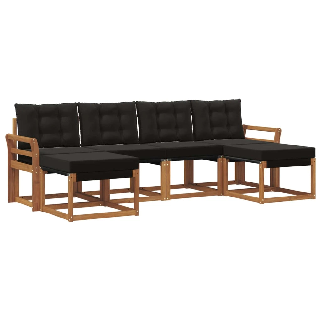 Set di divani da esterno con cuscino 6 pcs Naturale e Nero 3368931