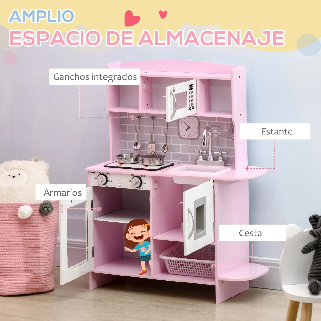 Casetta da Cucina per Bambini ¨C Minimal ¨C Rosa 70x29x90 cm