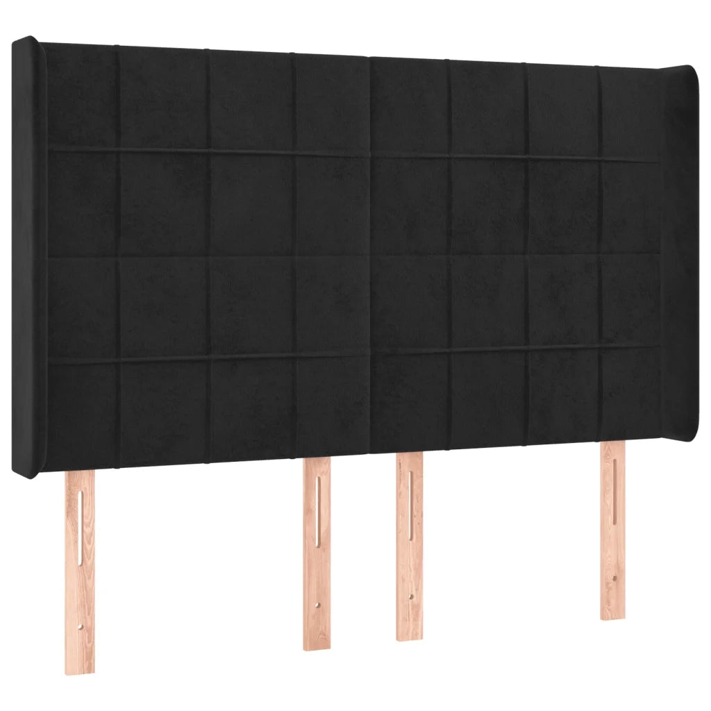 Testiera a LED Nera 147x16x118/128 cm in Velluto