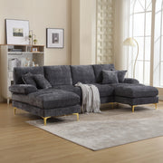 Divano angolare U ¨C MINIMAL ¨C Chenille, 5 posti, grigio