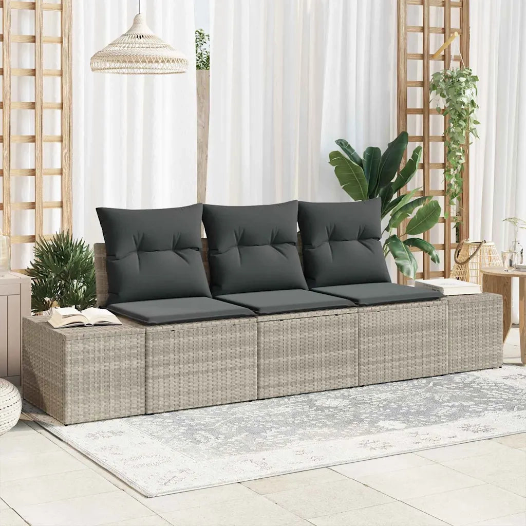 Set di divani con cuscino 3 pcs Grigio chiaro polyrattan 3346922