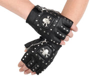 Punk Handschoenen senza dita con chiodi di allaccio