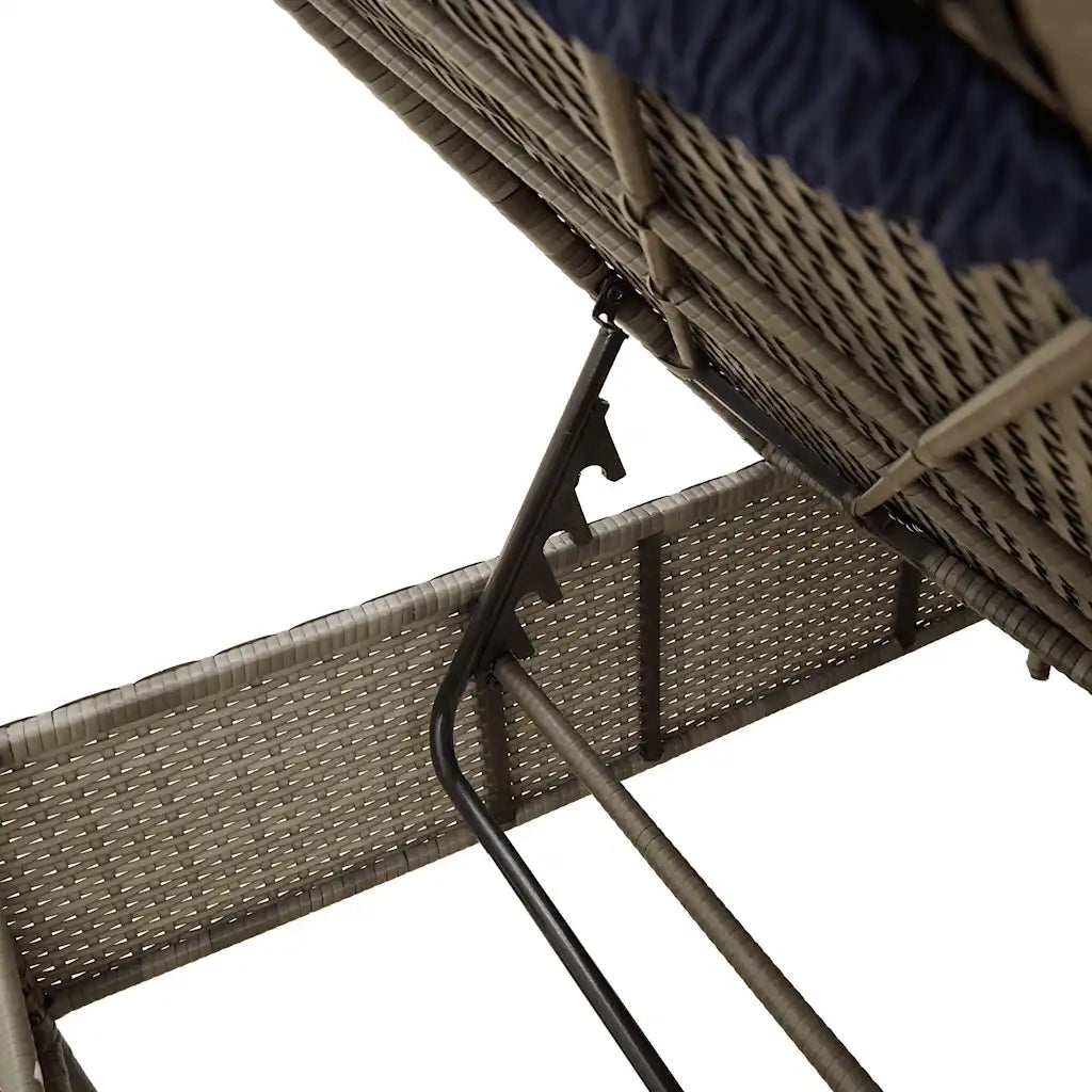 Lettino prendisole con Cuscino in Polyrattan Grigio 4002725