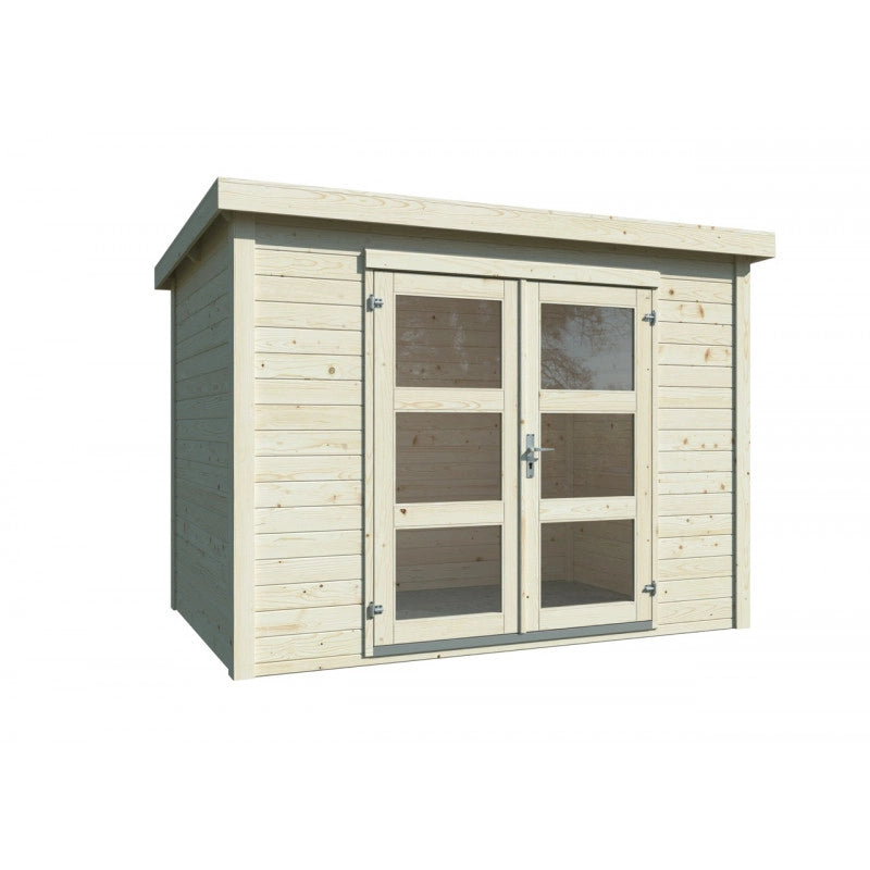 Casetta da giardino in legno 280x184 cm pareti 19 mm con porta doppia e tetto impermeabilizzato 5 m²  Esterni da Vivere Olivia 1