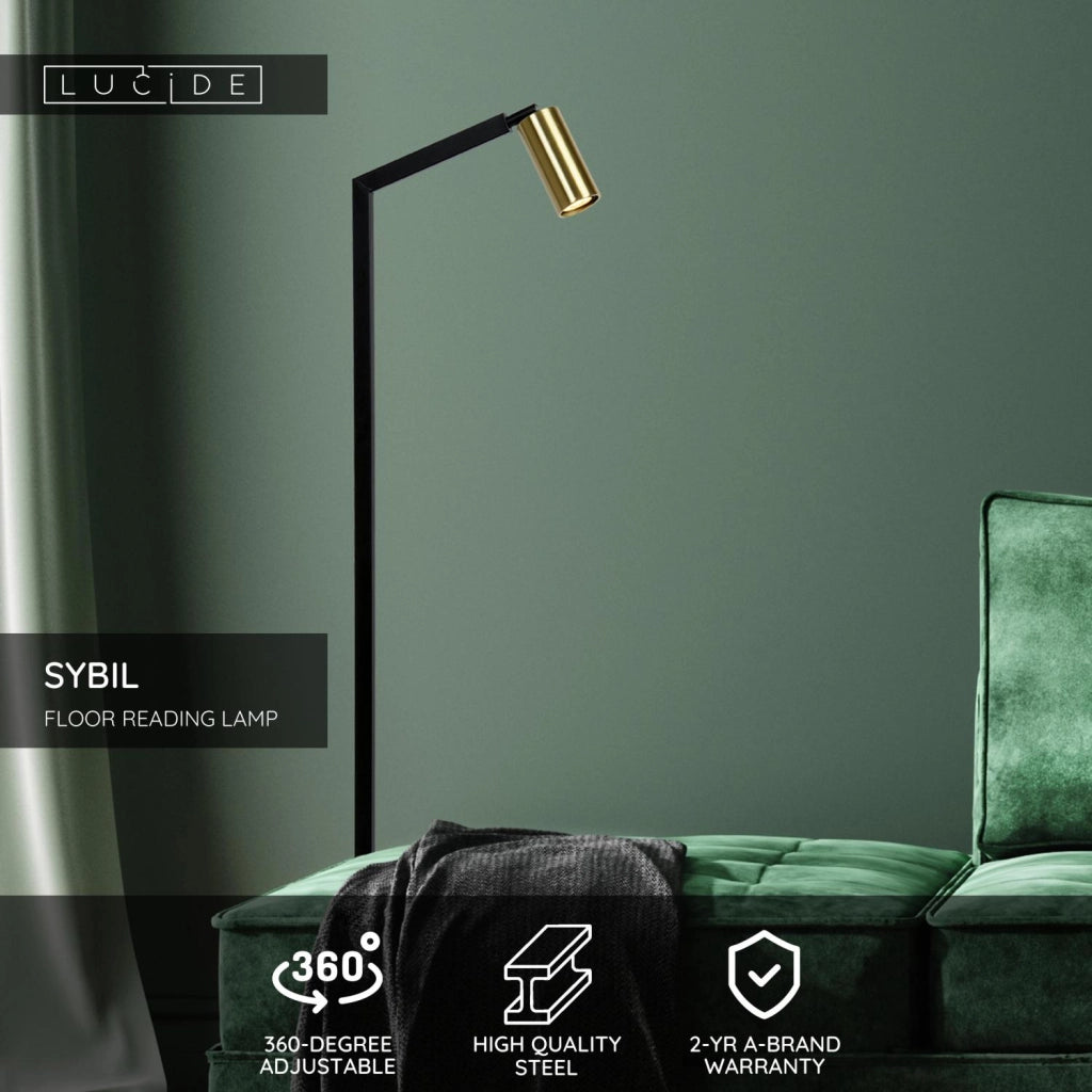 Lampada da terra SYBIL 1xGU10 nero oro Lucide