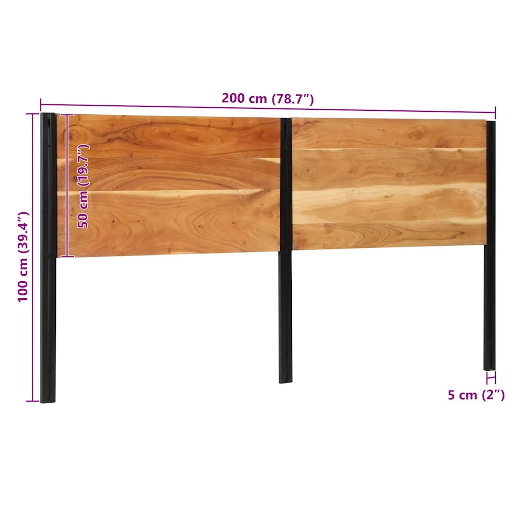 Testiera-Testata 200 cm in Legno Massello di Acacia e Ferro