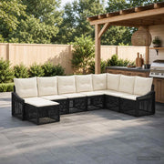 Set Divano da Giardino 8 pz Nero polyrattan 3436096