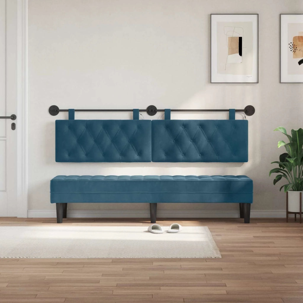 Testiera | Testata sospesa Con luce LED Blu Velluto