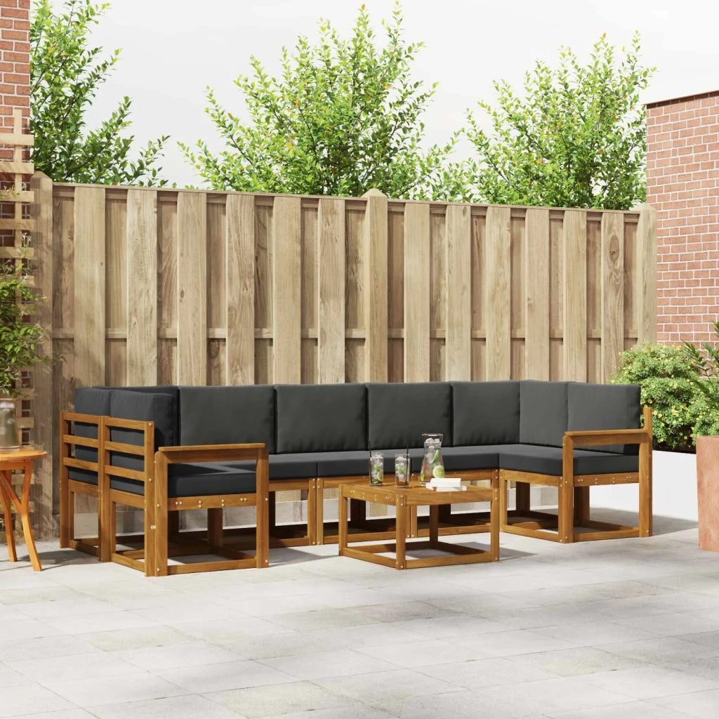 Set di divani da esterno con cuscino 8 pcs Naturale e Antracite 3366140