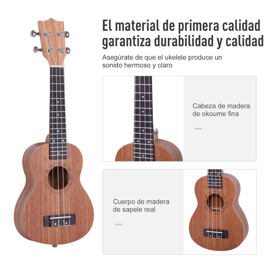 Ukulele Soprano per Principianti ¨C Minimal ¨C 53x17,5x6,2cm Legno