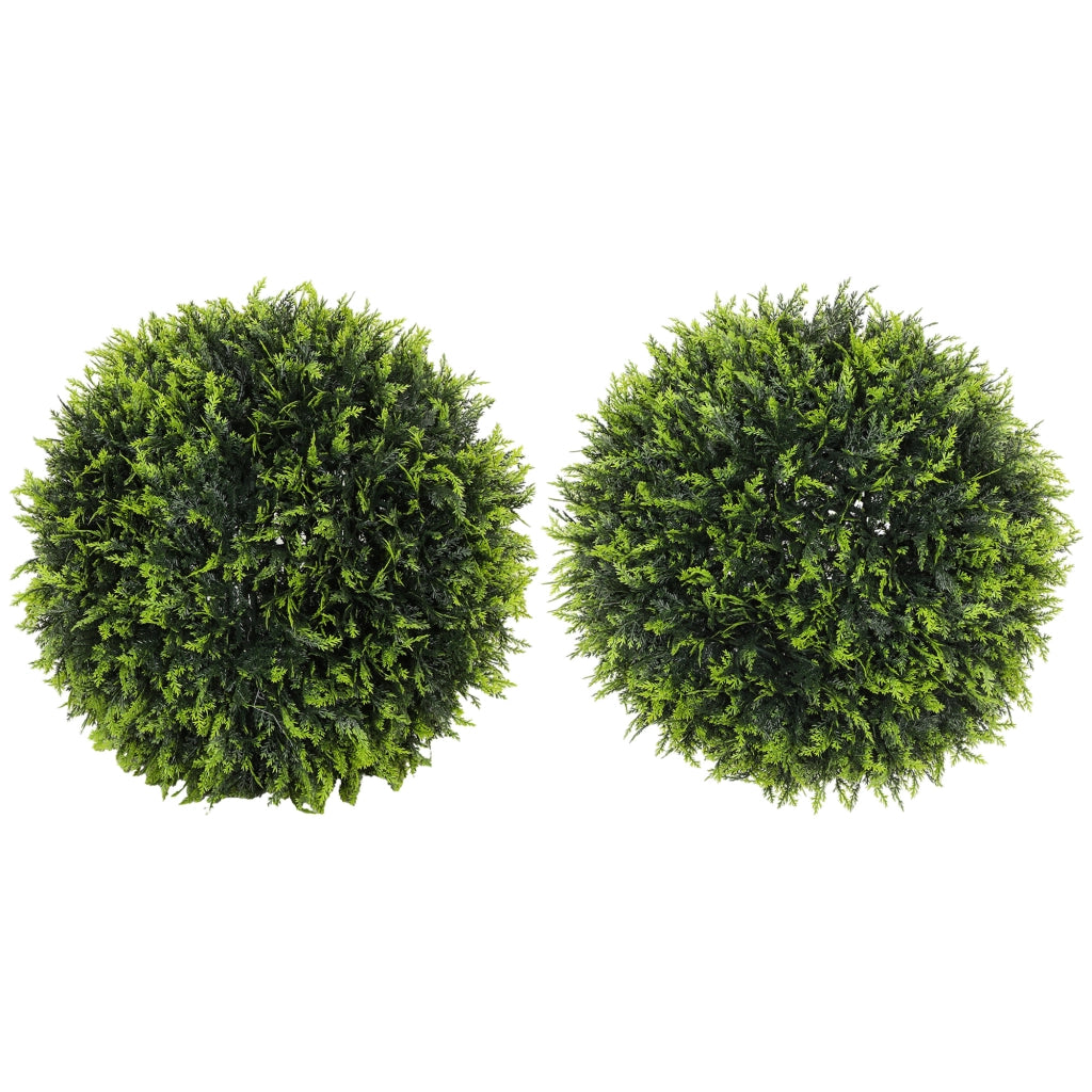 2 Piante Artificiali a Sfera con Foglie di Cedro ¨C Minimal ¨C Verde ?45 cm