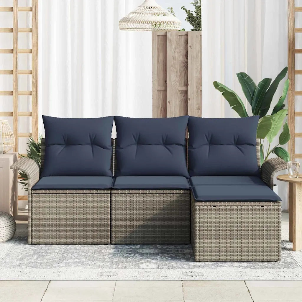 Set Divano da Giardino con cuscino 4 pcs Grigio polyrattan 3353984