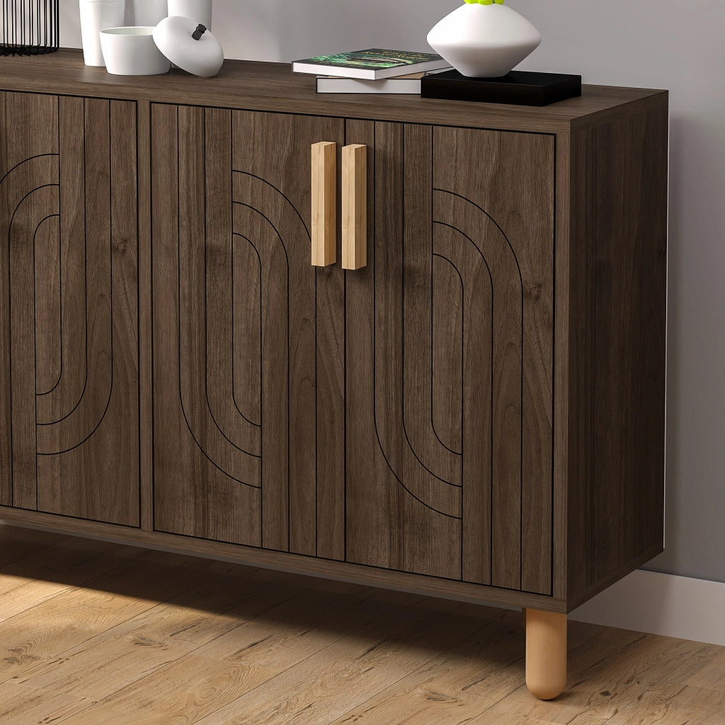 Credenza in legno "Rodney" - 120 x 30 x 74 cm - Marrone