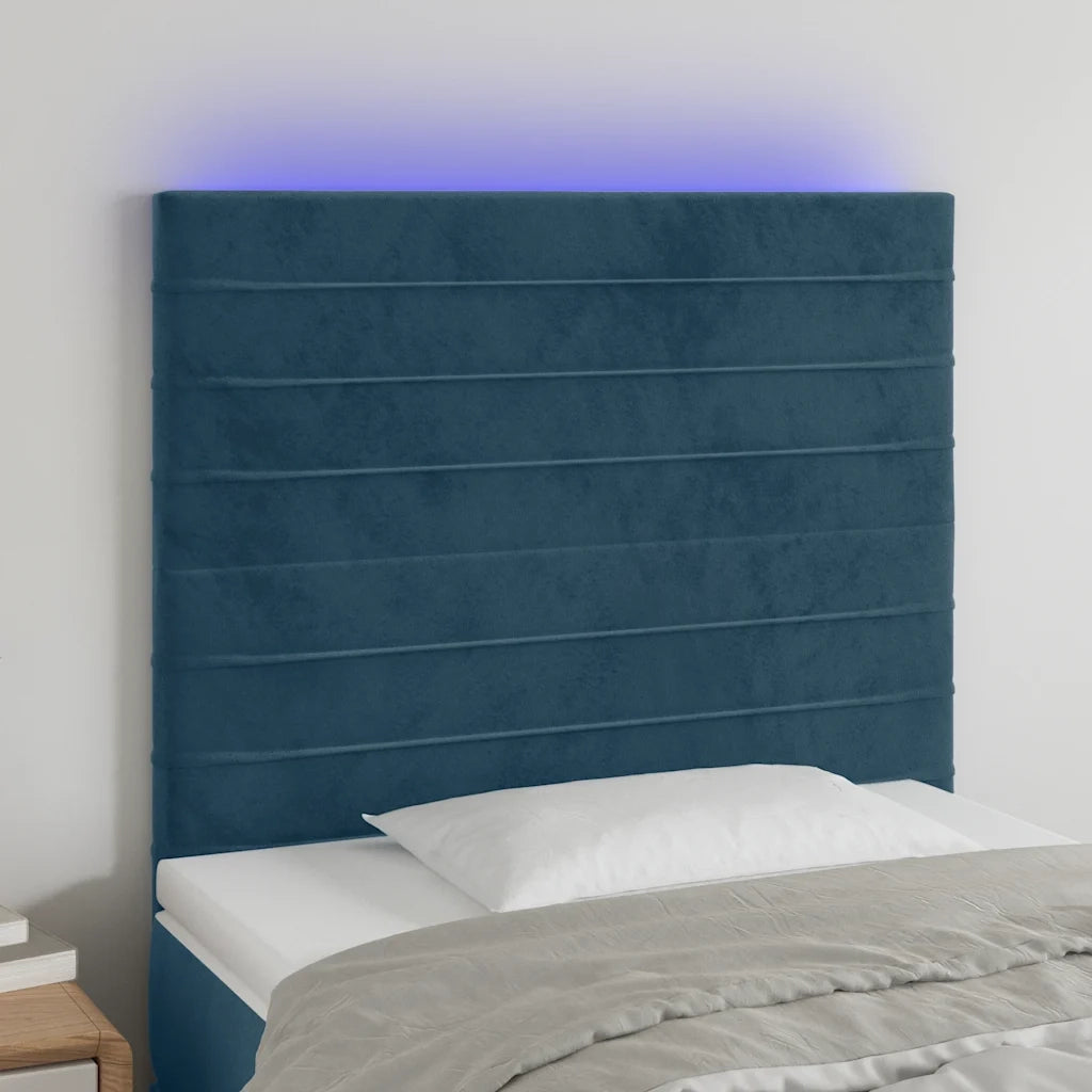 Testiera a LED-Testata con LED Blu scuro 80x5x118/128 cm in Velluto 118024