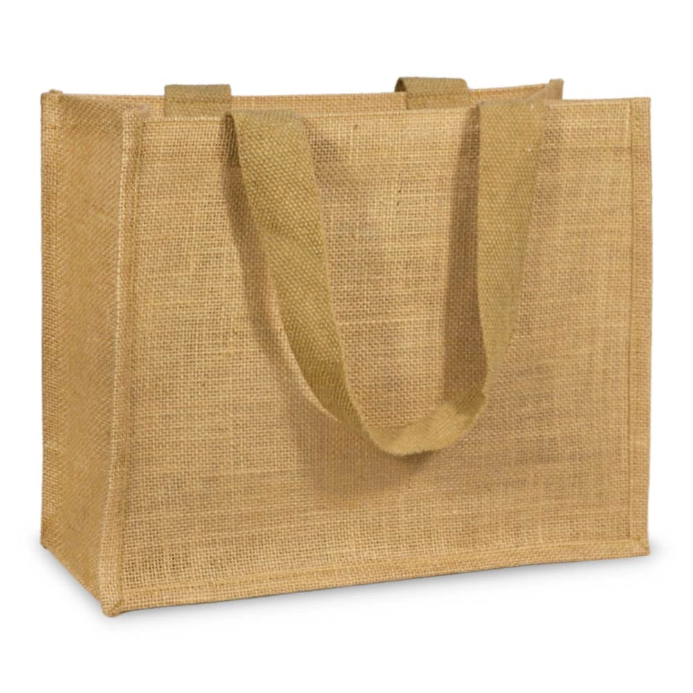 Set da 12 Borse Shopper in Juta Naturale Beige riutilizzabili cm 34 x 15 x h 28
