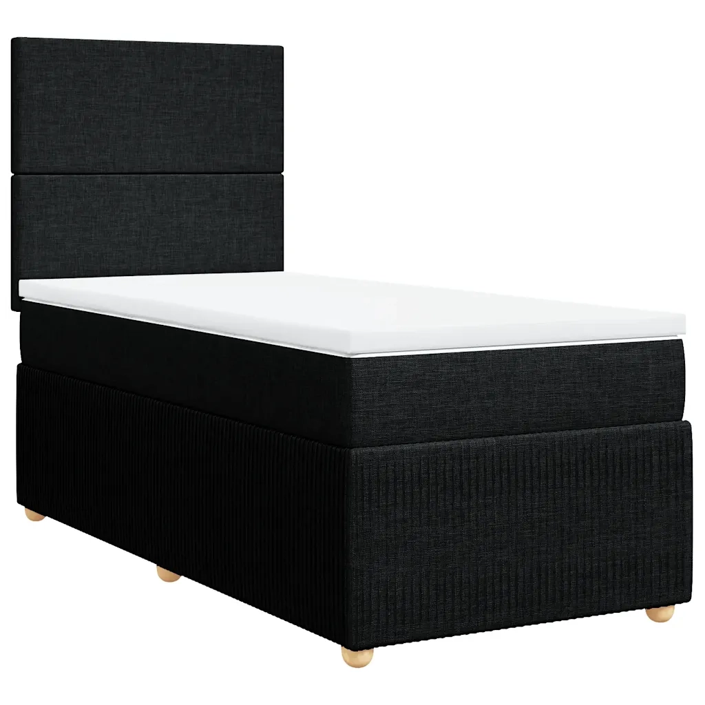 Giroletto a Molle con Materasso Nero 90x190 cm in Tessuto