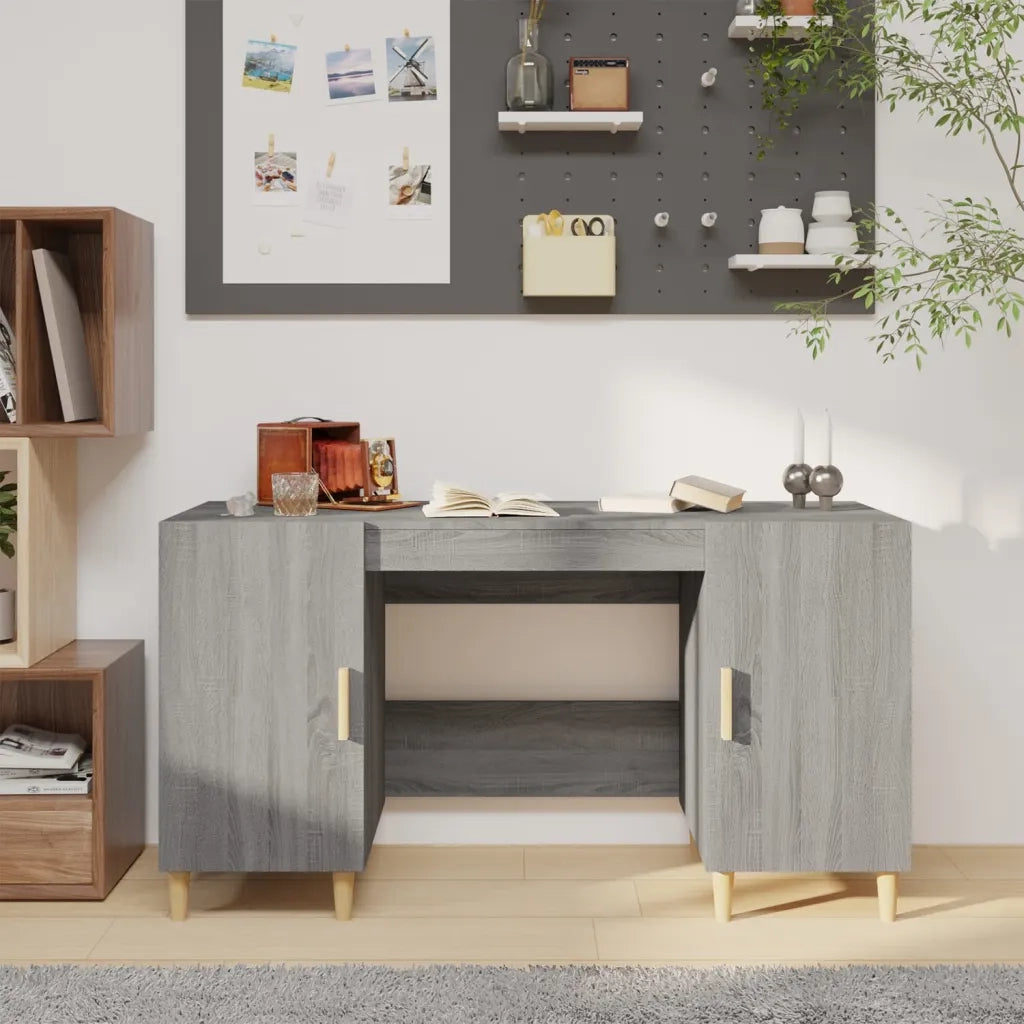 Scrivania | Tavolo da Ufficio Grigio Sonoma 140x50x75 cm in Legno Multistrato