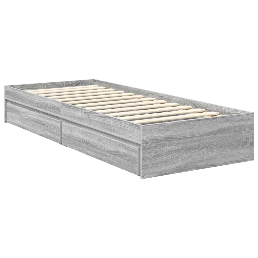 Letto con Contenitore con testiera Grigio Sonoma 75 x 190 cm