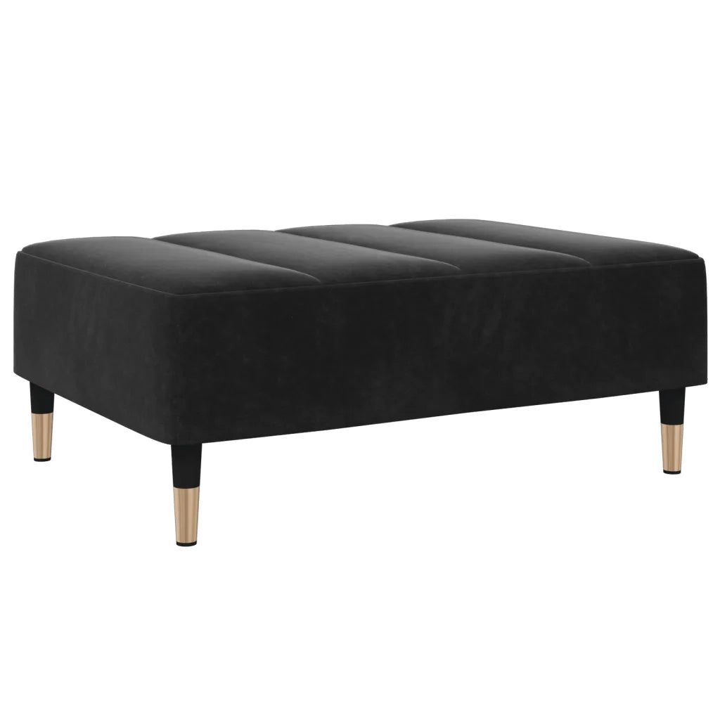 Divano Letto a 2 Posti con Poggiapiedi Nero in Velluto 3258154