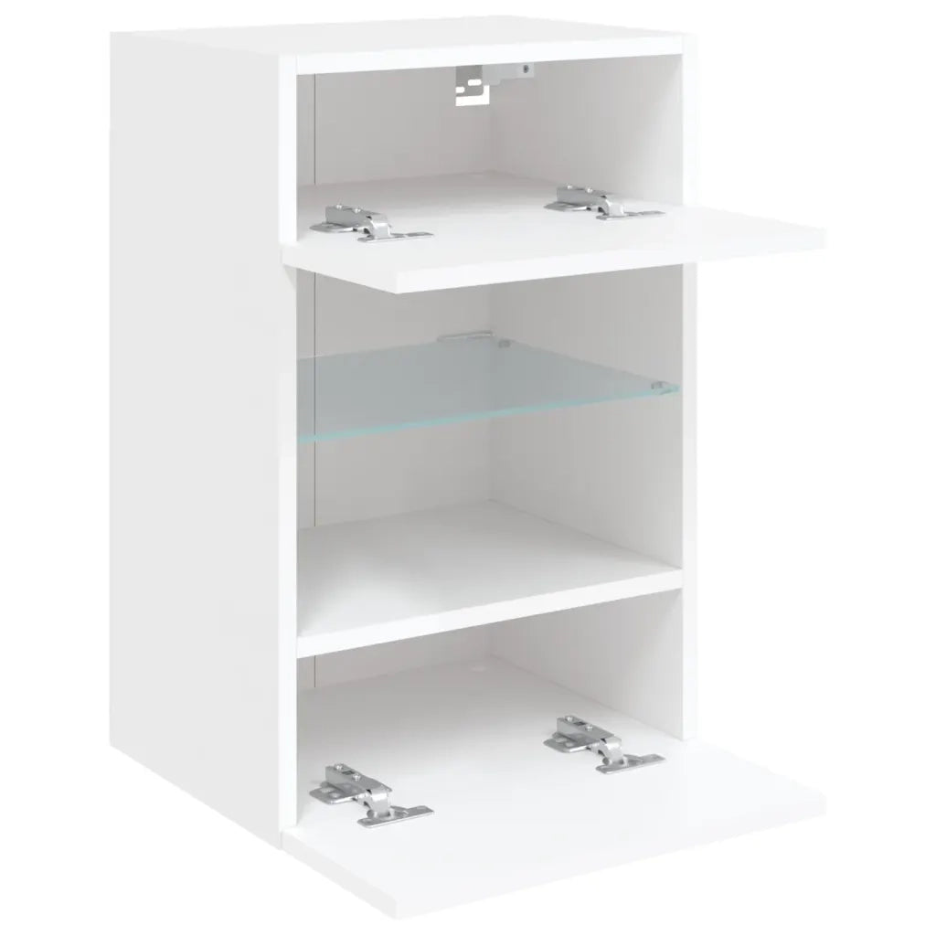 Mobile TV a Parete con Luci LED-Mobile TV a Muro Bianco 40x30x60,5 cm