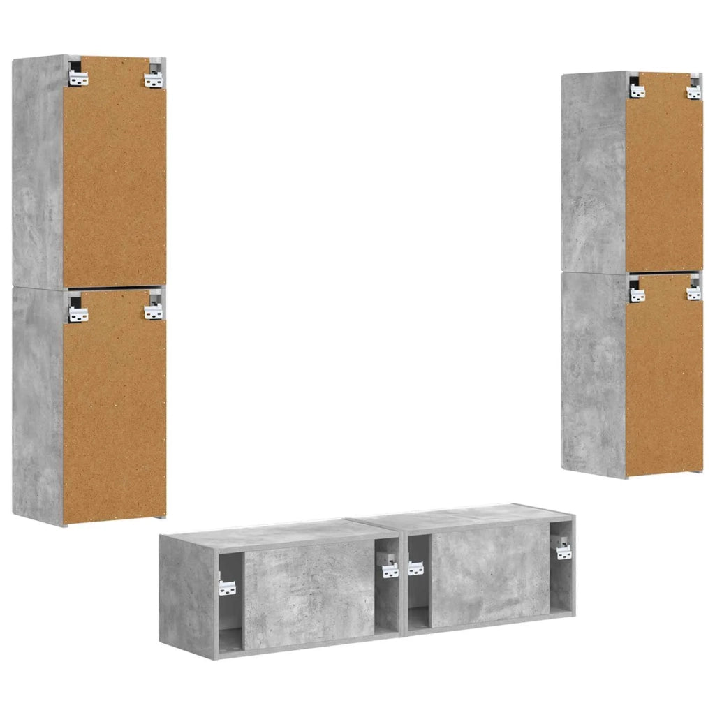 Set mobile TV 6 pcs Grigio cemento Legno multistrato 3409126