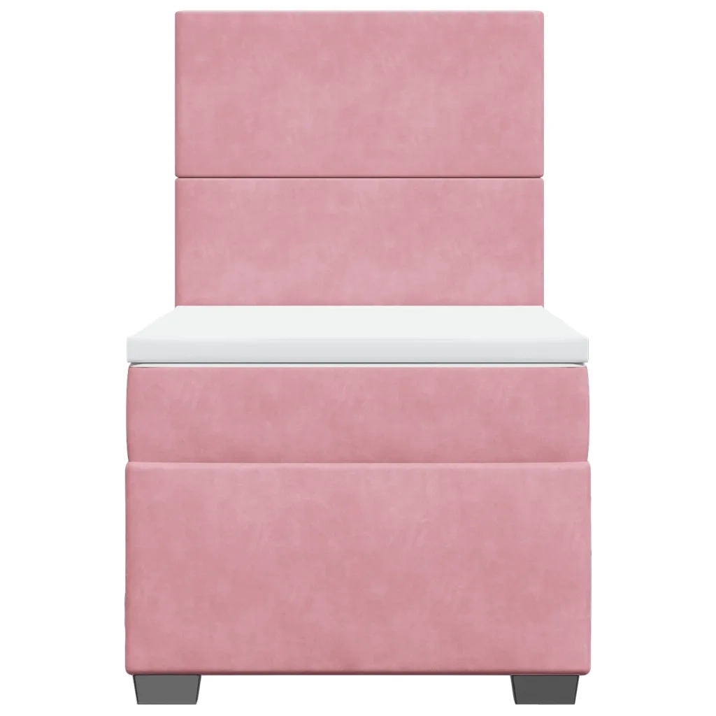 Giroletto a Molle con Materasso Rosa 80x200 cm in Velluto 3290761