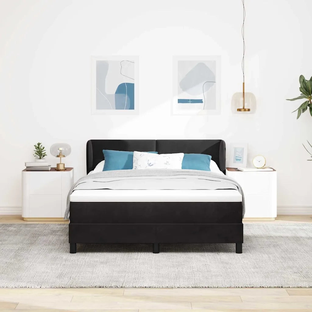 Letto a molle con testiera Nero 160 x 200 cm Velluto 3340396