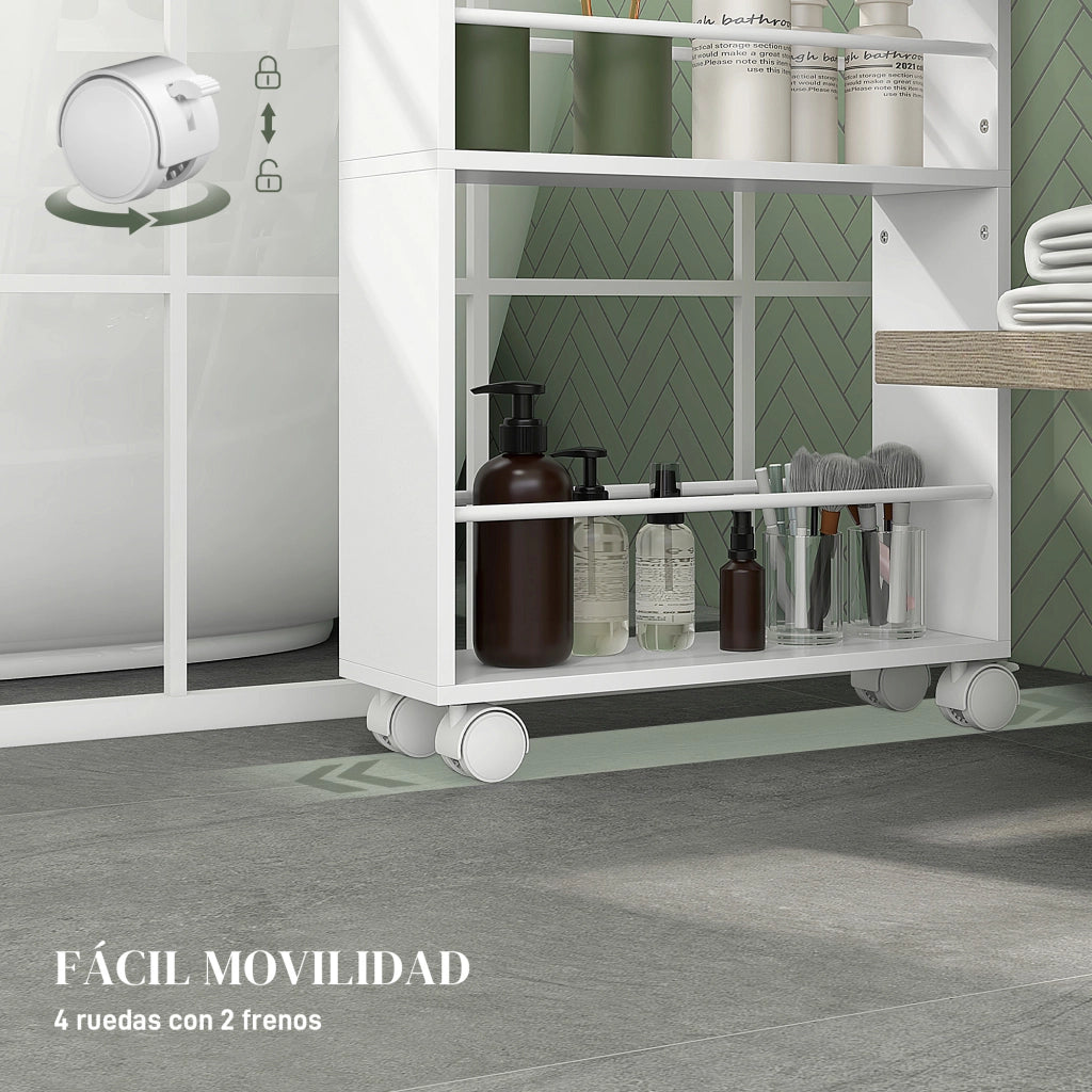 Tavolino con ruote e ripiani ¨C Minimal ¨C Bianco 45x15x80 cm