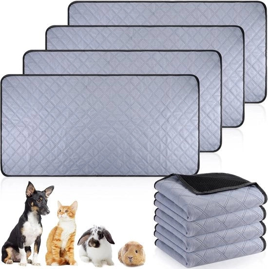 Set di tappeti per gatti e piccoli animali lavabili e riciclabili - set di 4 - tappeti per allenamento - 91 x 104 cm