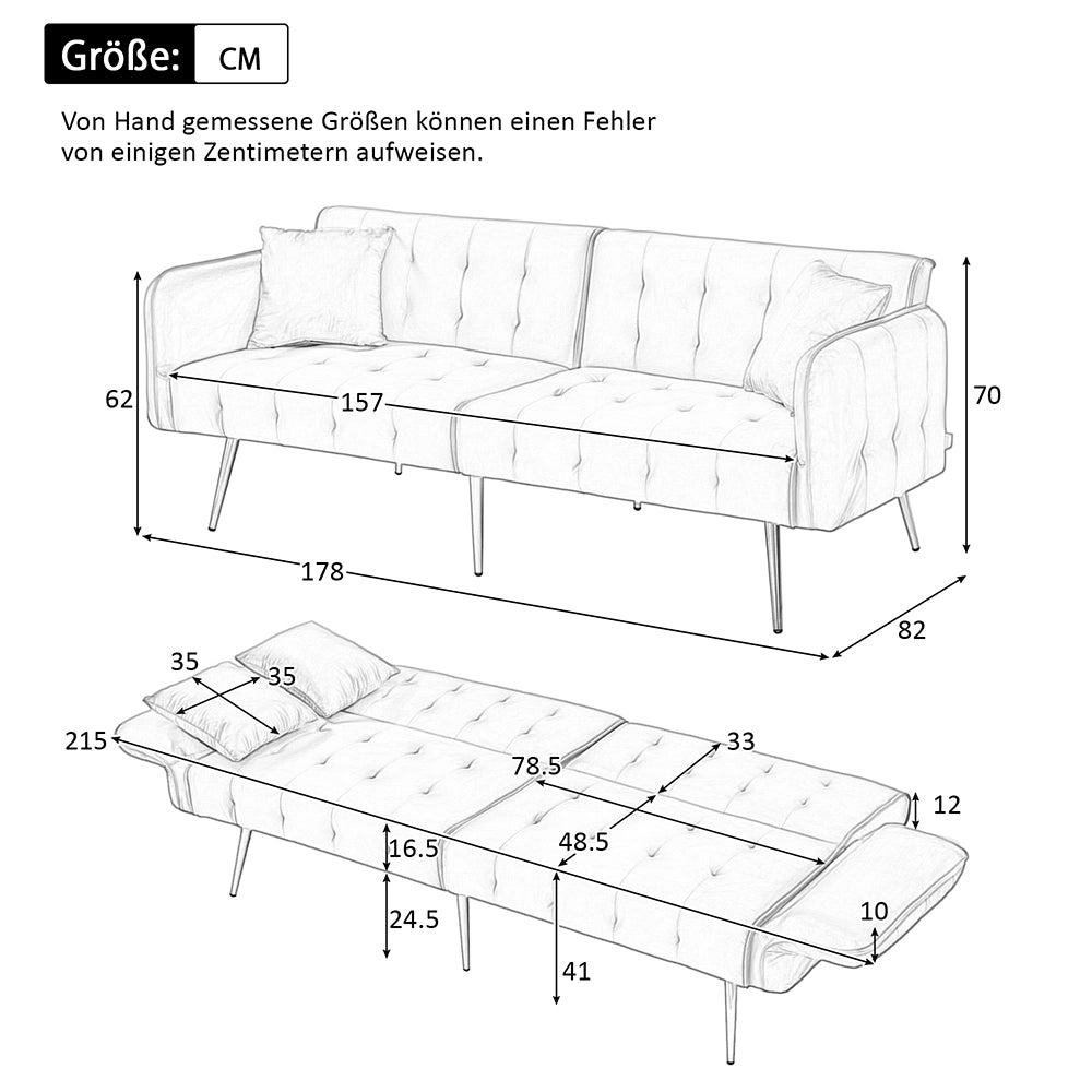 Divano letto 2 posti - Xylo - Regolabile in velluto 180x190 cm
