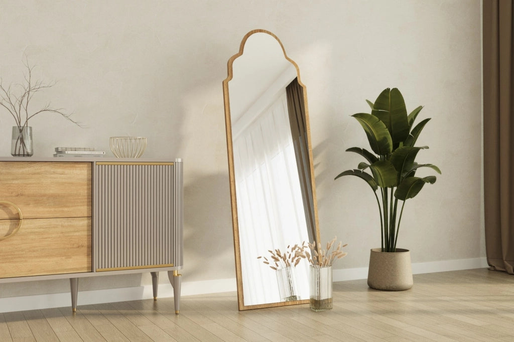 Vitta, Specchio Forma Rettangolare, 50x160h cm Marrone Rovere