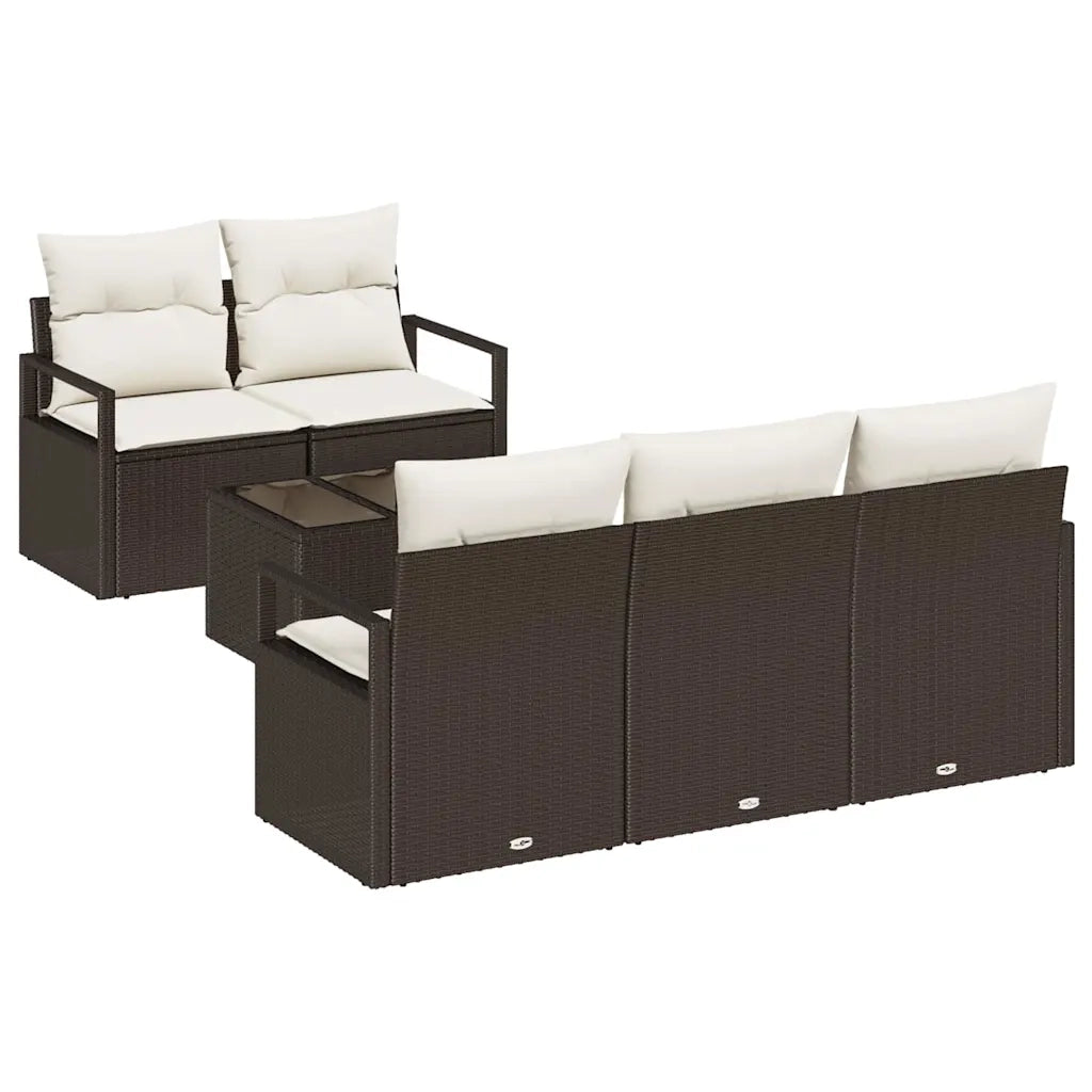 Set Divano da Giardino 6 pcs Marrone e Crema polyrattan 3354927