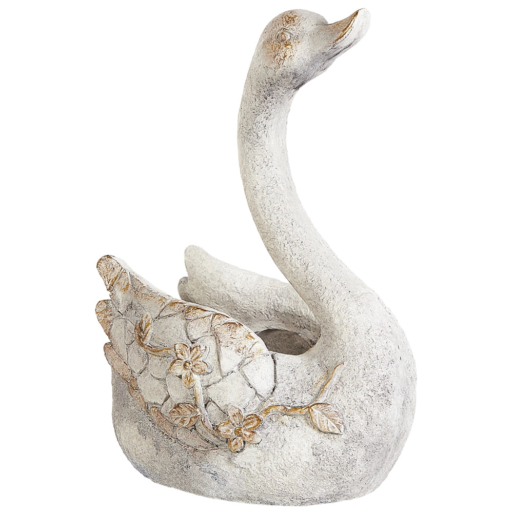 Statuetta decorativa Bianco MgO 40 cm Cigno Decorazione per interni esterni Soggiorno