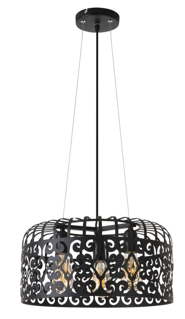 Lampada a sospensione vintage Alessandra 3xE27 nera Rabalux