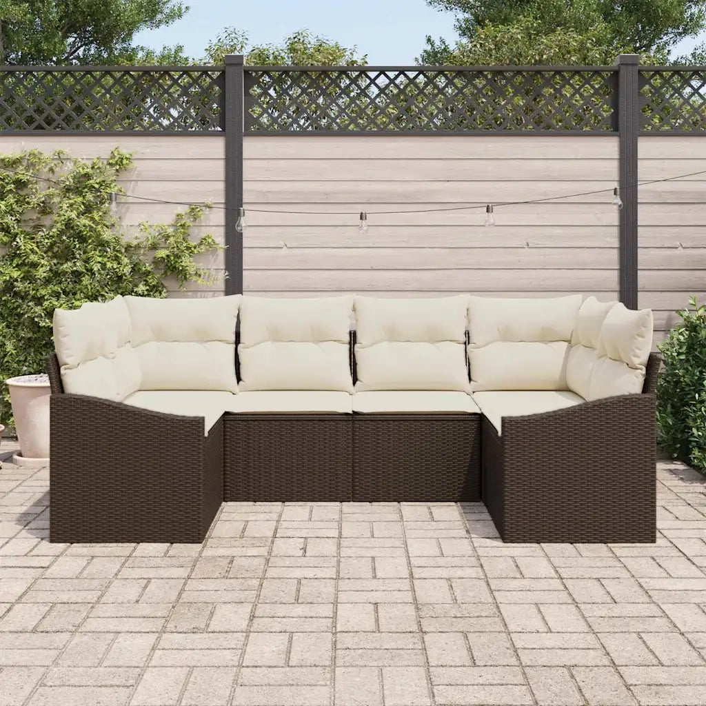 Set di divani con cuscino 6 pcs Marrone polyrattan