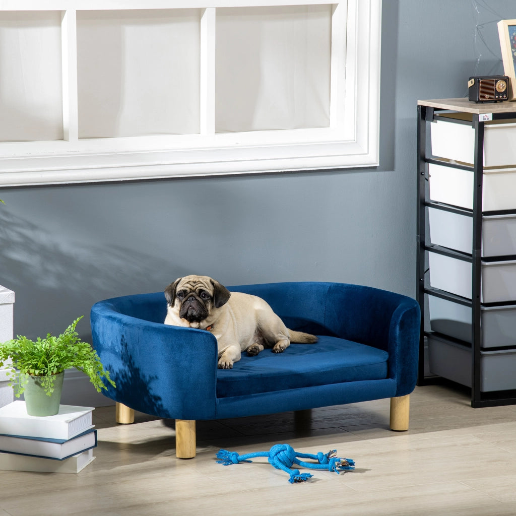 Divano per cani piccoli ¨C Minimal ¨C 86x55x33 cm blu legno lavabile